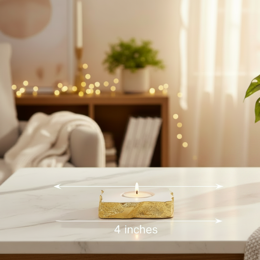 Luxurious Marble & Gold Leaf Tealight Holder