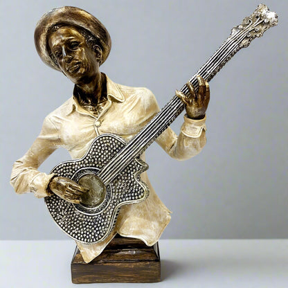 Soulful Strings: Vintage-Style Musician with Guitar Bust
