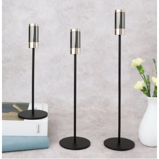 3PCS Candle Holder,candlestick for Wedding, Dinning, Party, Home Decor Black Color