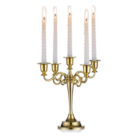 Timeless Radiance: Classic Golden Five-Arm Candelabra
