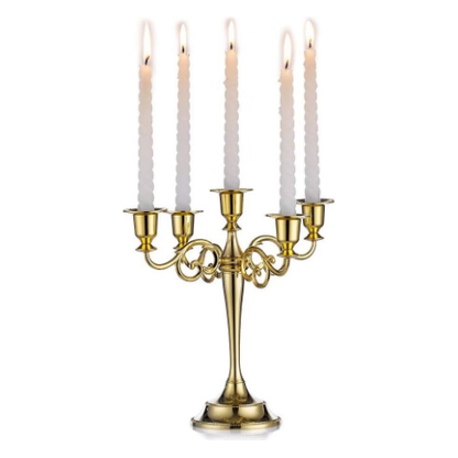 Timeless Radiance: Classic Golden Five-Arm Candelabra