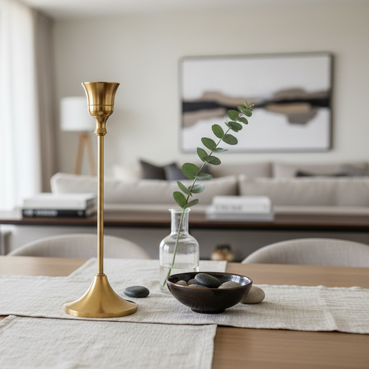 Golden Zenith: Elegant Taper Candle Holder (Set of 3)