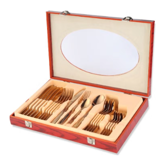 24-Piece Stainless Steel Cutlery Set Rose Gold