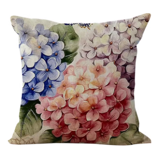 Garden Serenity: Watercolor Hydrangea Bloom Cushion Cover