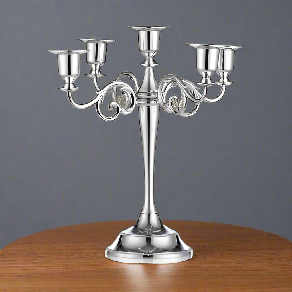 Silver Serenity: Classic 5-Arm Candelabra