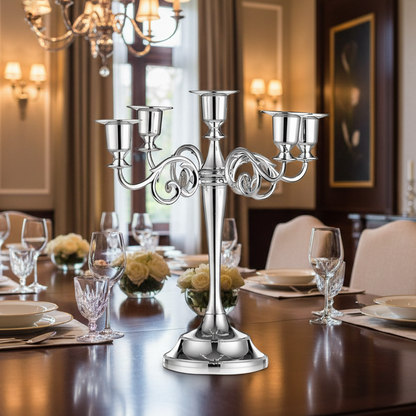 Silver Serenity: Classic 5-Arm Candelabra
