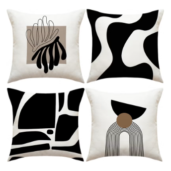Modern Abstracts: Monochrome & Earth-Toned Throw Pillow Covers (Set of 4)