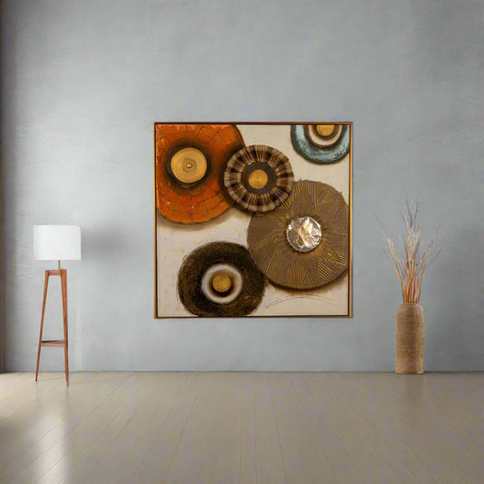 Abstract Earth Tones & Gold Leaf Mixed Media Art