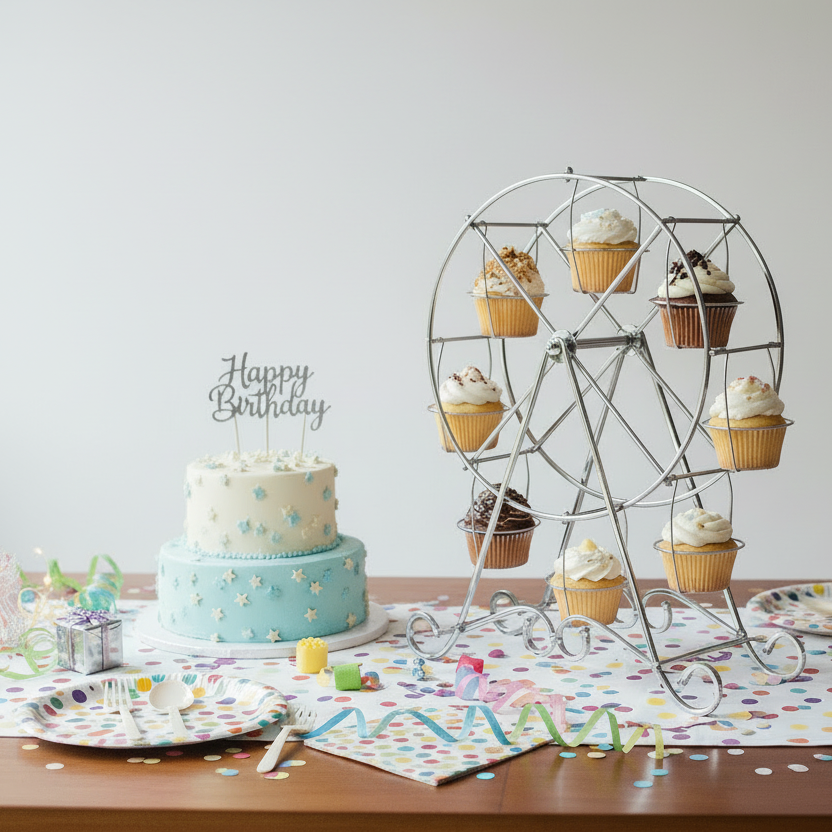 Whimsical Wonders: The Grand Ferris Wheel Cupcake Display