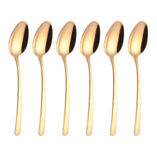 6-Piece Mirror Finish Table Spoon Set Gold