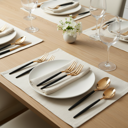 Modern Edge: Black & Gold Stainless Steel Matt Polish Cake Fork Set Gold/Black (Set of 6)