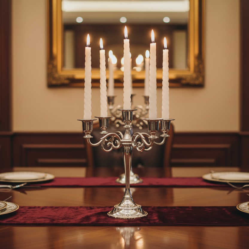 Silver Serenity: Classic 5-Arm Candelabra