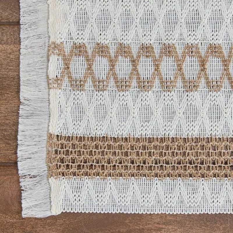 Boho Woven Placemat with Fringe and Geometric Patterns (Set of 8)