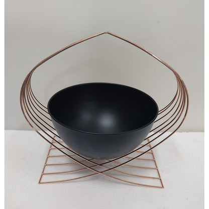 Modern Harmony: Black & Copper Wireframe Fruit Bowl