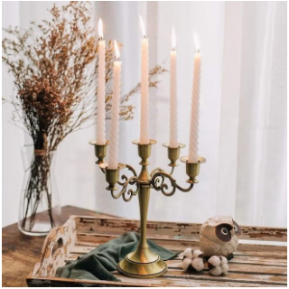 Vintage Grandeur: Antique Bronze Five-Arm Candelabra