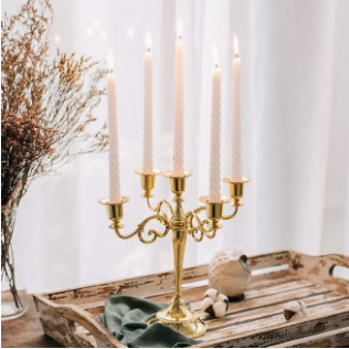 Timeless Radiance: Classic Golden Five-Arm Candelabra