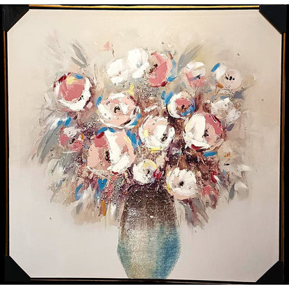 Ethereal Bloom: Soft Pastel Floral Art in Textured Vase