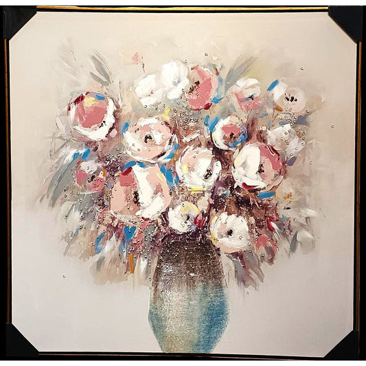 Ethereal Bloom: Soft Pastel Floral Art in Textured Vase