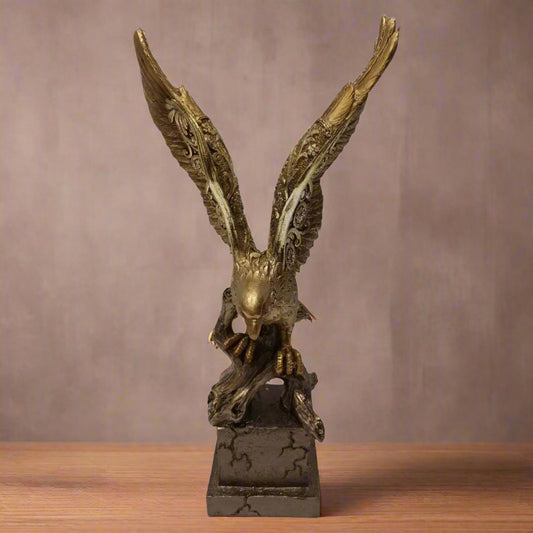 Soaring Majesty: Bronze-Toned Golden Eagle Sculpture