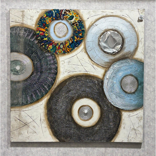 Eclectic Textured Circles Mixed Media Wall Art