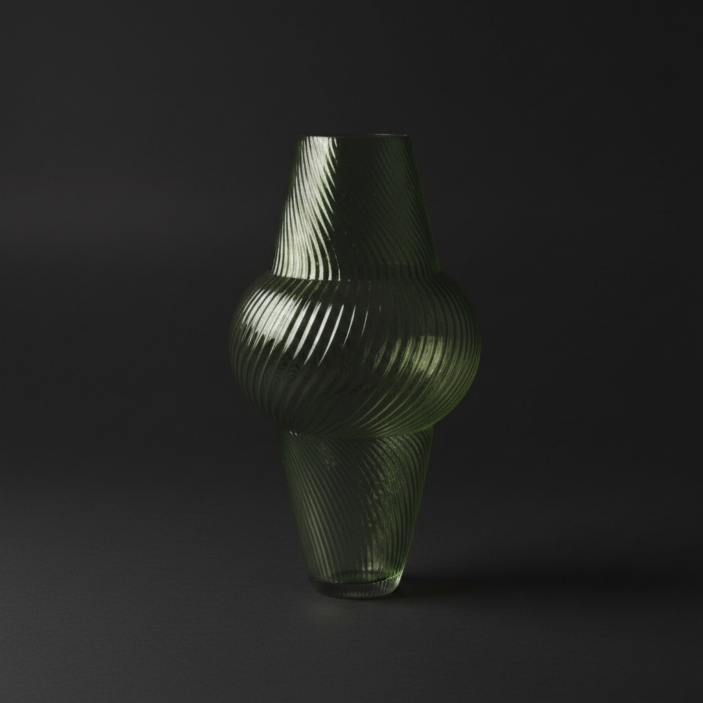 Sculpted Light: Art Deco Inspired Ribbed Glass Vase