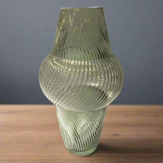 Sculpted Light: Art Deco Inspired Ribbed Glass Vase