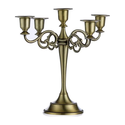 Vintage Grandeur: Antique Bronze Five-Arm Candelabra