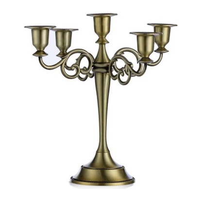Vintage Grandeur: Antique Bronze Five-Arm Candelabra