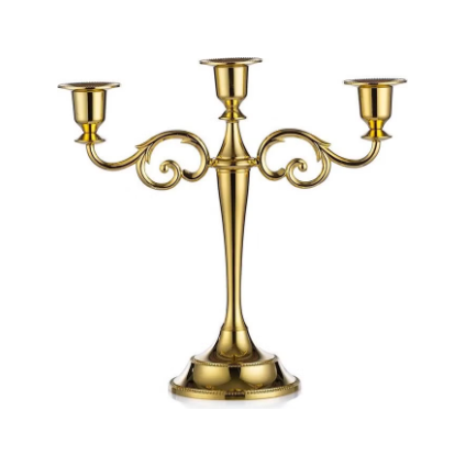 Gilded Grandeur: Classic 3-Arm Gold Candelabra