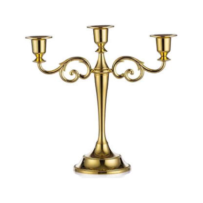 Gilded Grandeur: Classic 3-Arm Gold Candelabra