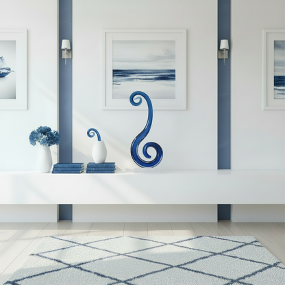 Azure Flow: Sculpted Blue Art Glass Swirl