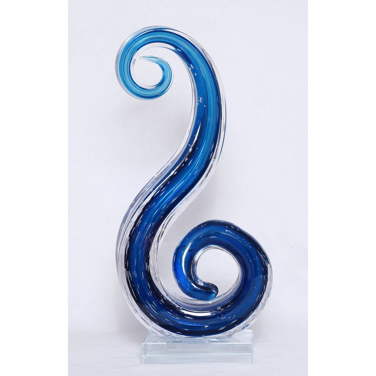Azure Flow: Sculpted Blue Art Glass Swirl (Medium) – Le Decor Cove