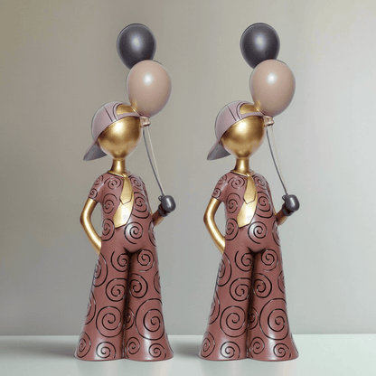 Warm Earth Whimsy: Spiraled Figurine with Celebration Balloons