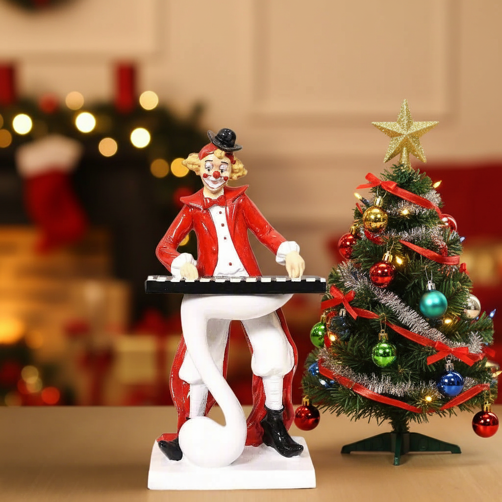 Melody Maker: Whimsical Clown Figurine with Keyboard