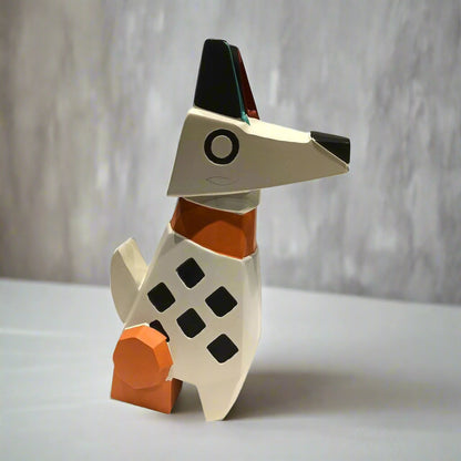 Mod Rover: Abstract Geometric Dog Sculpture cum coin bank with Diamond Pattern