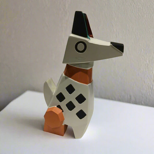 Mod Rover: Abstract Geometric Dog Sculpture cum coin bank with Diamond Pattern