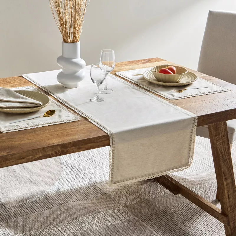 "Lace Whisper" Cotton Table Runner