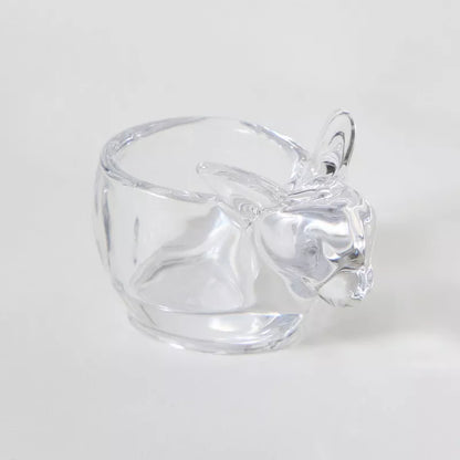 Playful Glow: Clear Glass Bunny Candle Holder