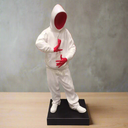The Mover -  Modern Abstract Figurine - Striking White & Red Art Sculpture