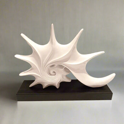 Nautilus Echo: Abstract Spiral Sculpture in Glossy White