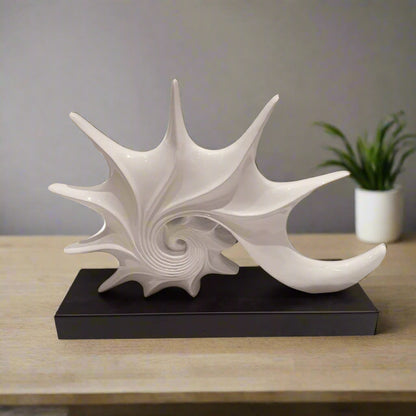 Nautilus Echo: Abstract Spiral Sculpture in Glossy White