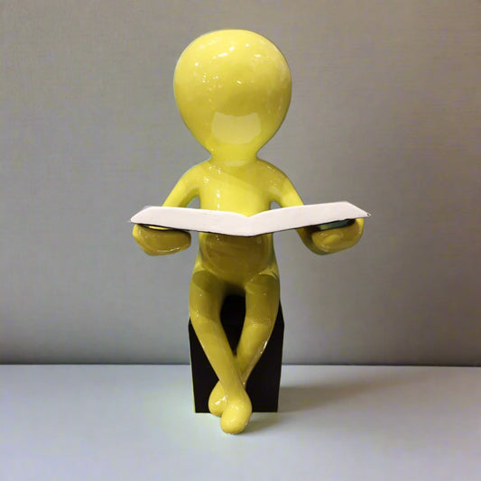 Golden Contemplation: Abstract Reading Figure Sculpture (Green)