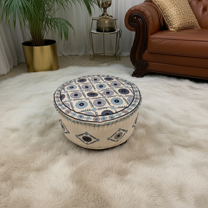 Bohemian Chic Hand-Embroidered Pouf