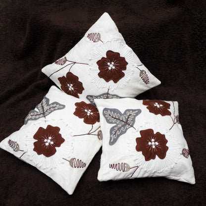 Elegant Hand-Embroidered Floral Cushion Covers