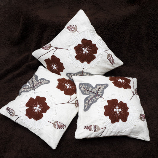 Elegant Hand-Embroidered Floral Cushion Covers
