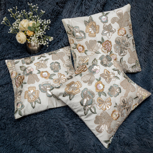 Exquisite Embroidered Floral Throw Pillow Cover