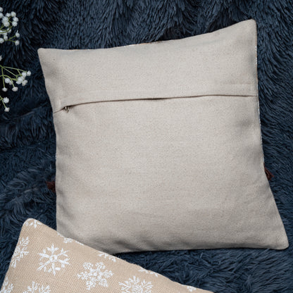 Cozy Winter Lodge Cushion Cover - Pom Pom Ruffle Border Design