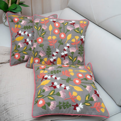 Blooming Meadow Embroidered Cushion Covers