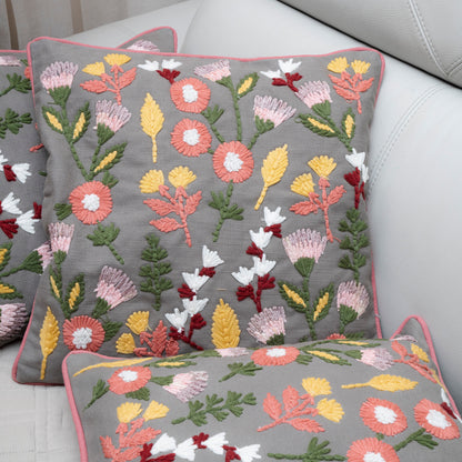 Blooming Meadow Embroidered Cushion Covers