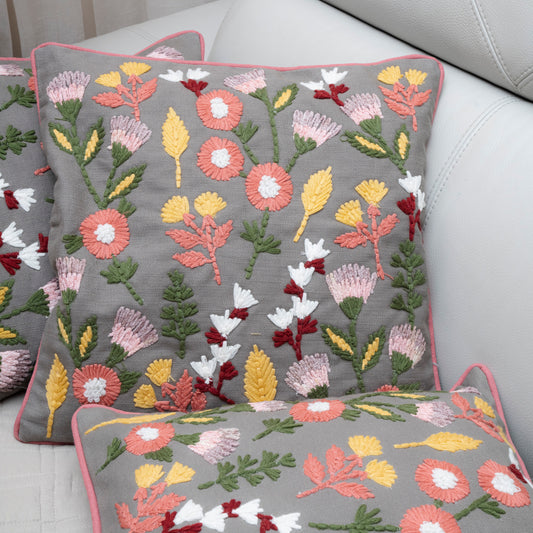 Blooming Meadow Embroidered Cushion Covers